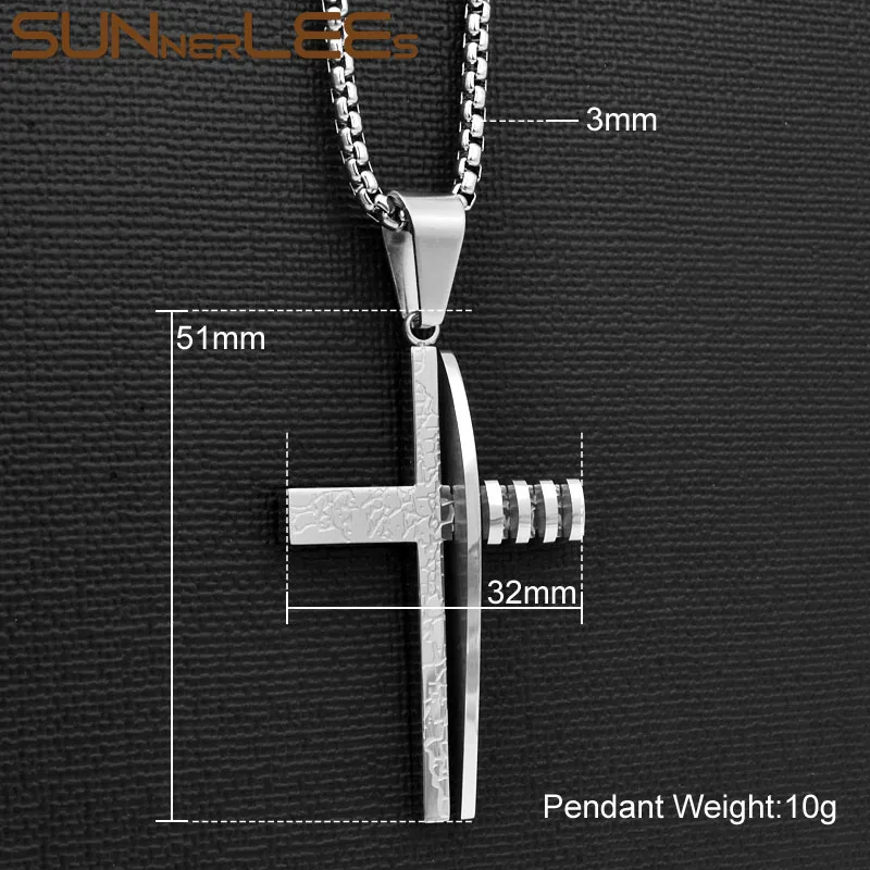 SUNNERLEES Jewelry Stainless Steel Jesus Christ Cross Pendant Necklace Silver Color Gold Plated Link Chain Men Women Gift SP241 | Украшения