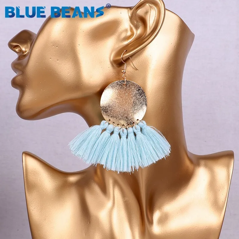 Tassel earrings bohemian statement luxury long earring handmade women geometric fringe fashion drop big vintage tribal pink 2019 | Украшения