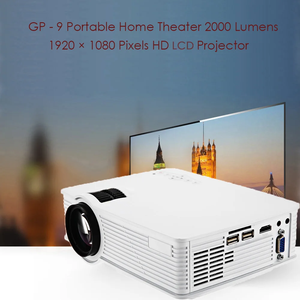Zeepin GP 9 Портативный домашний кинотеатр lcd проектор 2000 люмен Поддержка 1920x1080