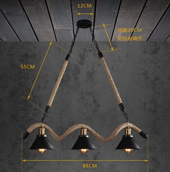 Эдисон чердак стиль пеньковая веревка Droplight Подвеска светильник кухонный бар