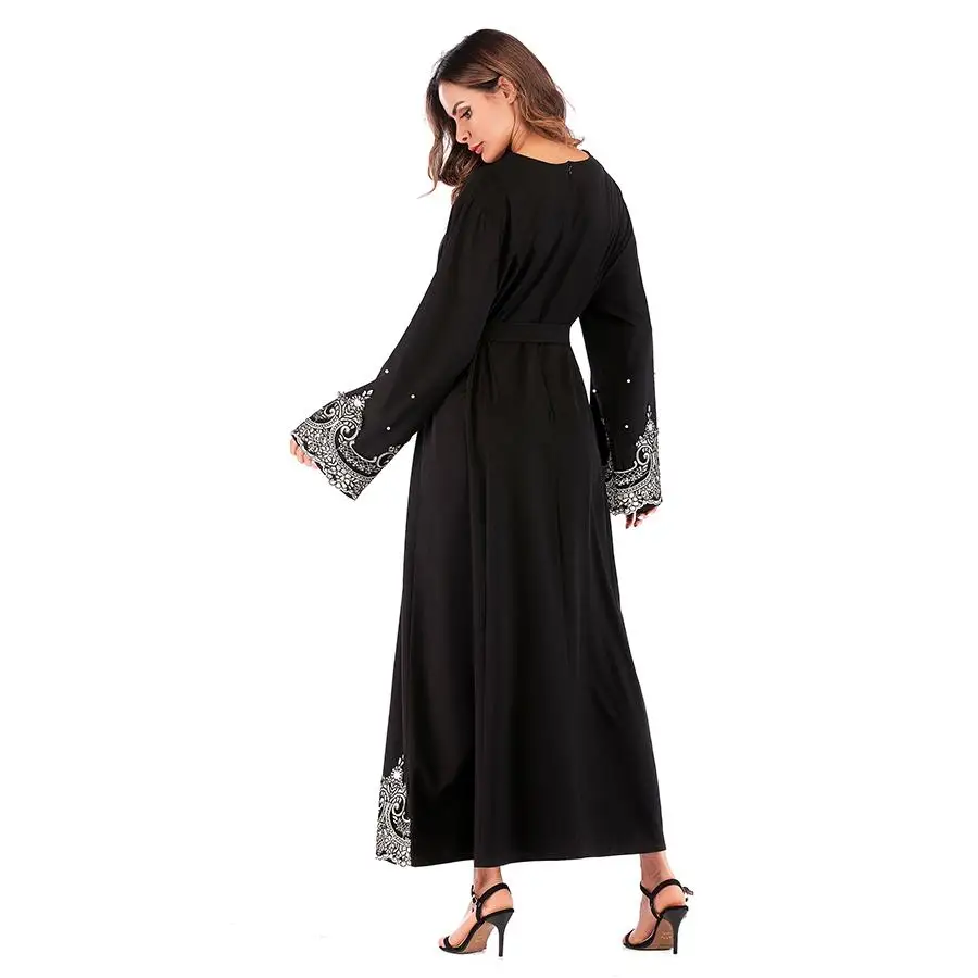 Женское облегающее платье Кафтан Abaya в Дубае кружевное Макси хиджаб с бисером