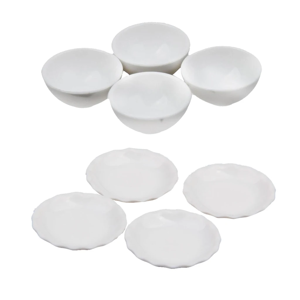 

1/12 Scale Dollhouse Miniatures White Porcelain China Bowls Dishes Kit 8pcs