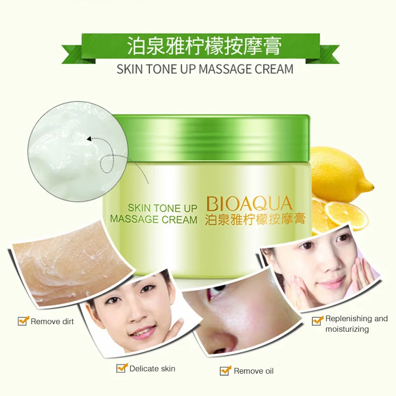 BIOAQUA Lemon Massage Cream Face Moisturizing Hydrating Cleansing Shrink Pore Anti Wrinkle Aging Skin Care Korean Cosmetics|Автозагары и