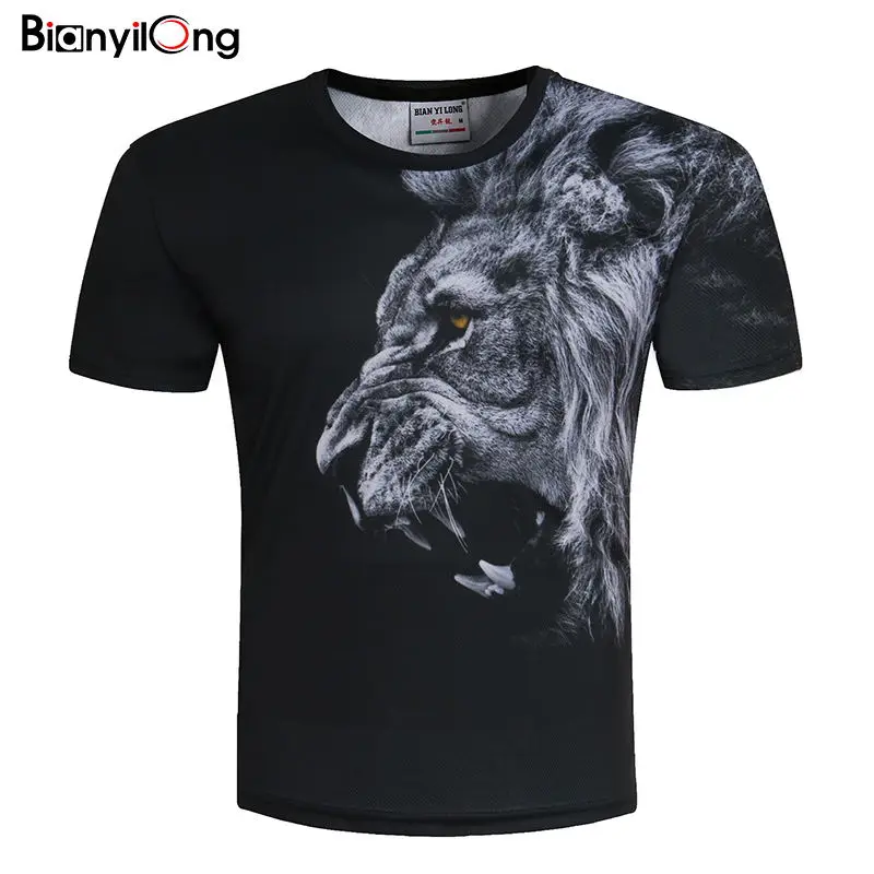 BIANYILONGNew Fashion Мужская/женская футболка с 3d принтом льва дизайнерская Стильная