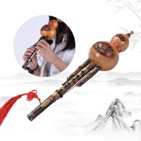 chinese black bamboo hulusi handmade gourd cucurbit flute ethnic musical instrument key of c with case for beginner music lovers