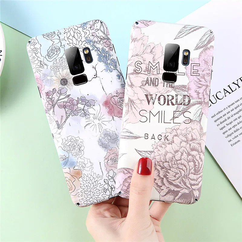Lovebay New Smile Hard Matte Flowers Letters Painting Pattern Case For Samsung Galaxy Note 8 9 S8 S9 Plus Phone Cover Smart Capa |