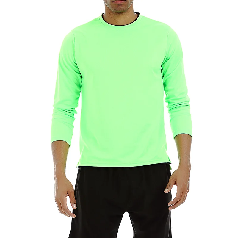Men sports training running long sleeve tight sportswear Tracksuit solid color Oneck T-shirt outdoor Bodybuilding Shirt | Спорт и