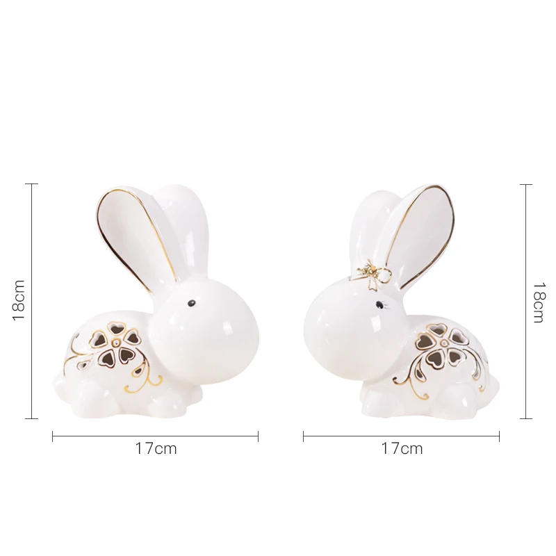 

2pcs/lot ceramic couple rabbit home decoration vase decoration wedding TV cabinet decoration wedding gift