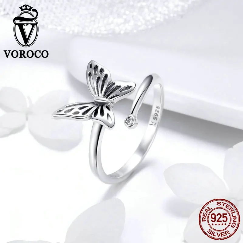 Женское кольцо с бабочкой VOROCO изысканное Подарочное ювелирное изделие из