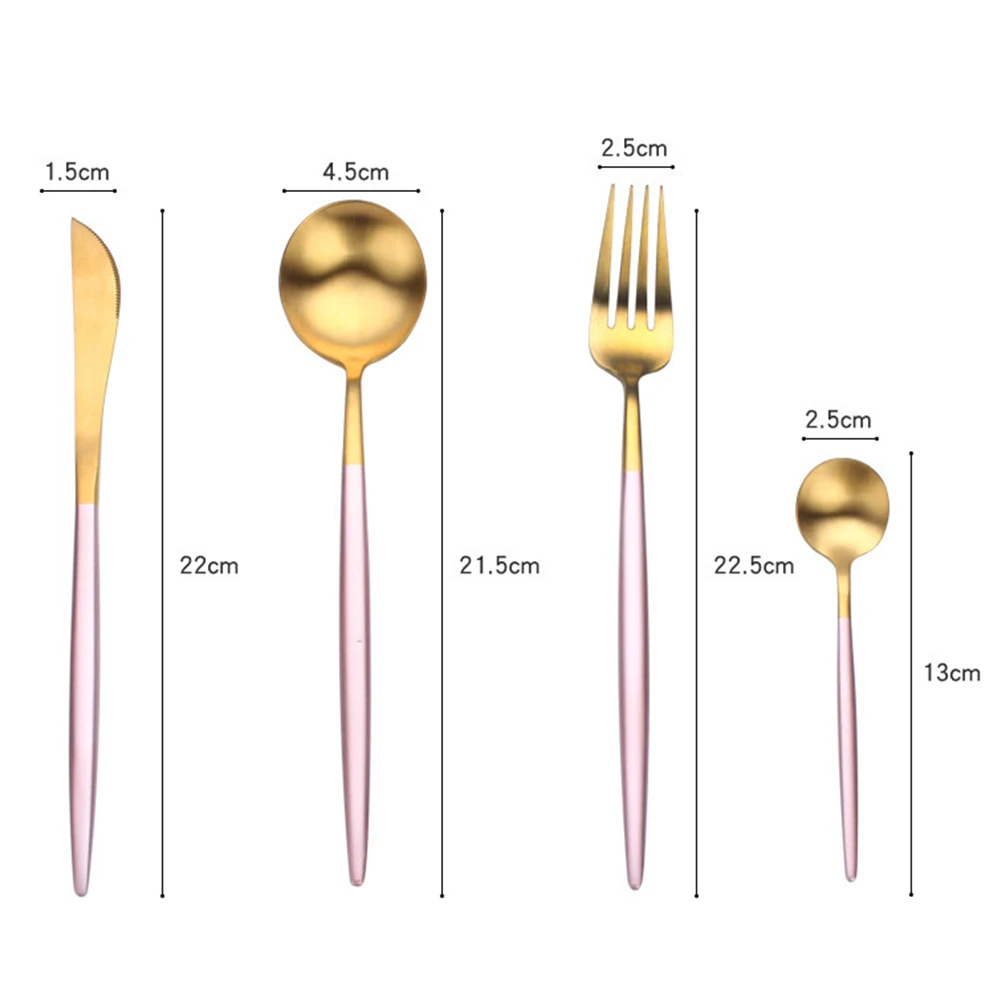 Rose Gold Tableware Set Stainless Steel Cutlery Western Food Luxury Fork Teaspoon Knife | Дом и сад