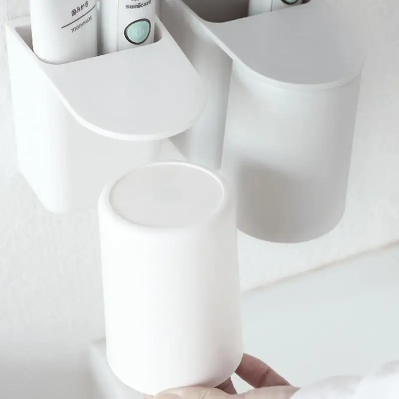 

Hanging Multi - Function Toothbrush Holder Plastic Mouthwash Cup Brush Set Bathroom Shelf Toothpaste Bathroom Storage Organizer