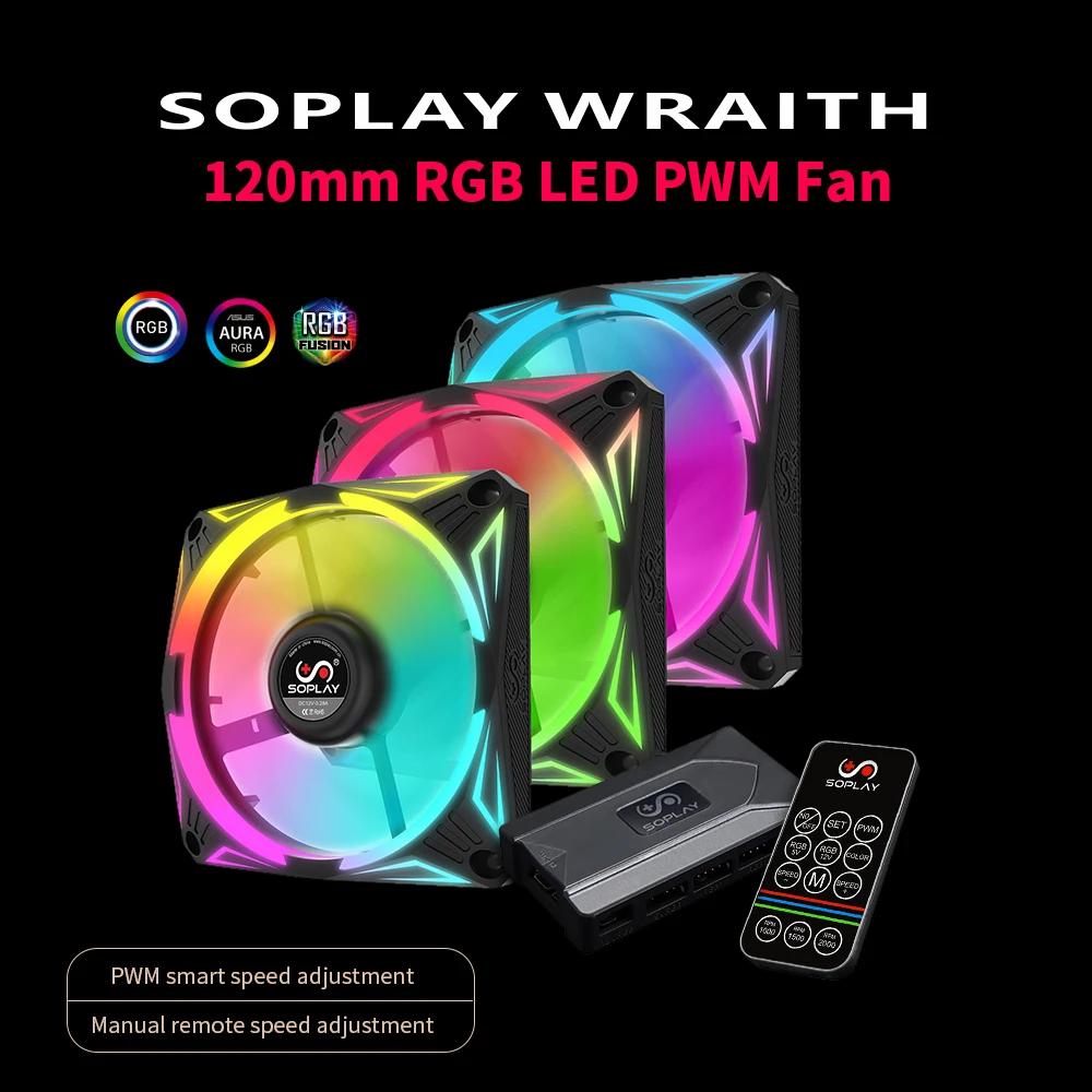 Светодиодный кулер SOPLAY RGB для ПК 120 мм регулируемый цветной чехол с