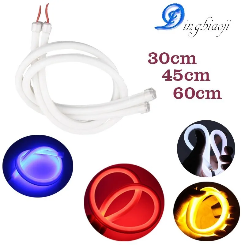 2X 30cm 45cm 60cm DRL flexible LED tube strip Clearance lights Angel eyes car styling White yellow blue seat ibiza | Автомобили и