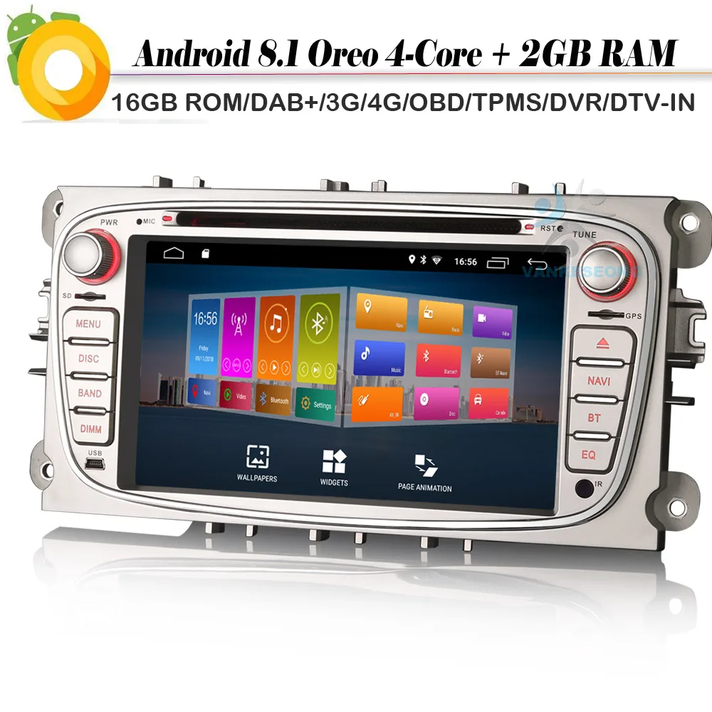 7 &quotDAB + четырехъядерный Android 8 1 Авторадио WiFi 4G RDS GPS DVD BT DVR OBD DVT IN автомобильный