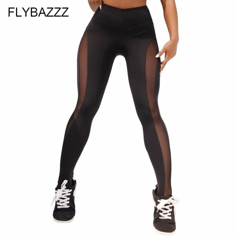 2019 New Sport Leggings Women Mesh Hollow Fitness Slim Black Legging Sportswear Clothing Leggins Yoga Pants Sexy Yoga leggings