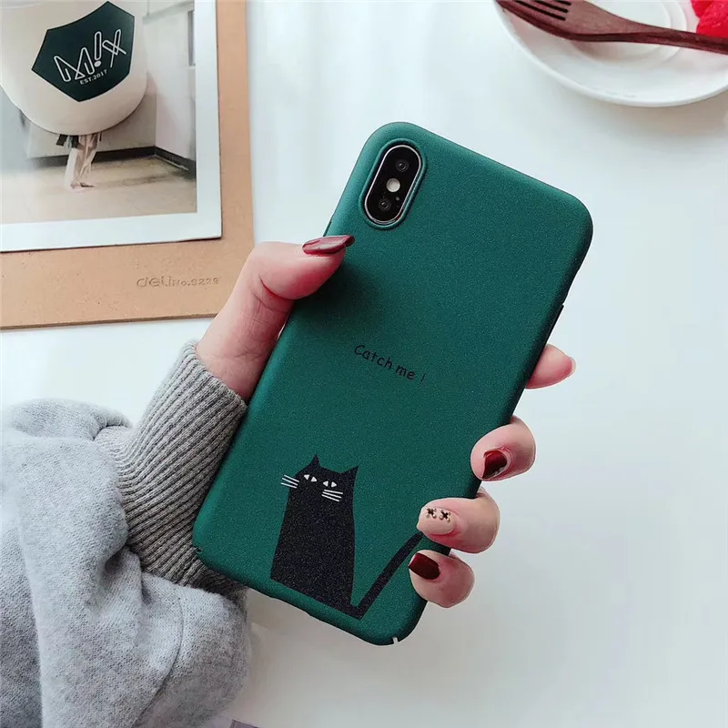 Корейский мультфильм Креативный Кот простые телефонные чехлы для iphone X XS Max XR 6 6s 7 8