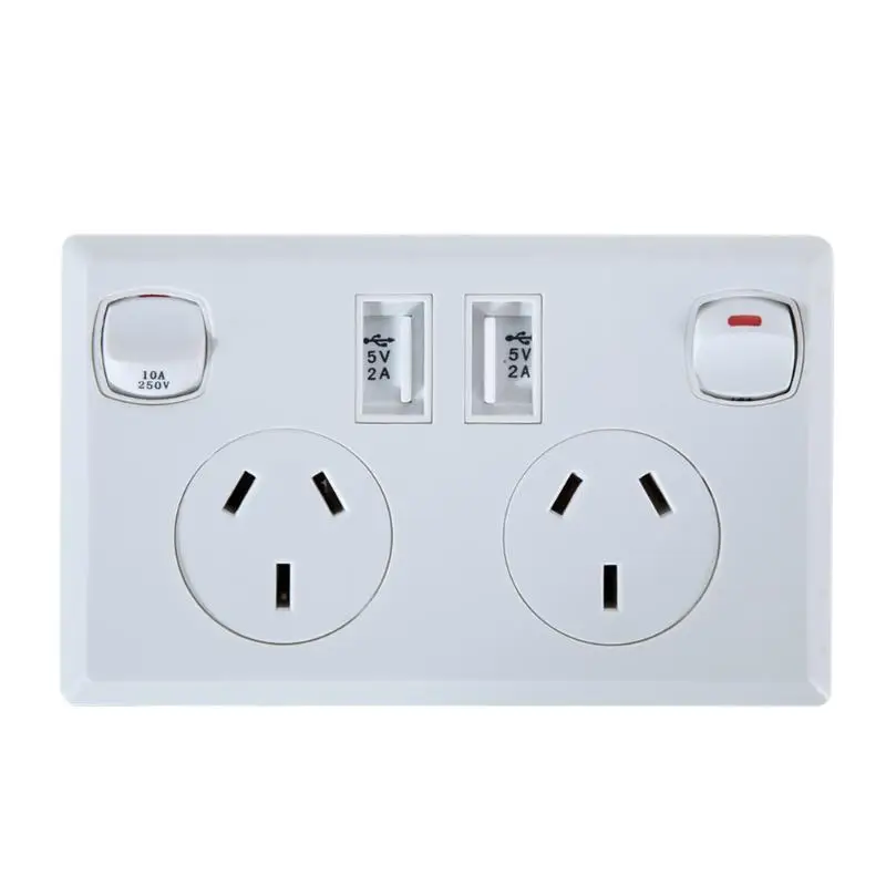Двойной usb зарядное Мощность разъем 250V 10A Стандартный сетевую розетку домашней