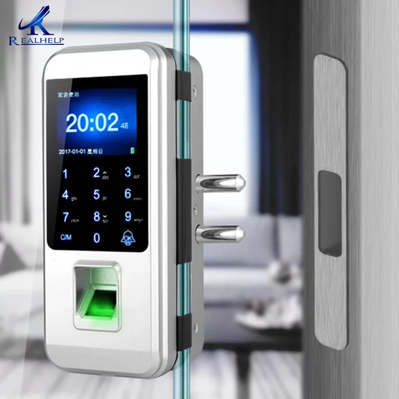 Замок со сканером отпечатков пальцев для офисной стеклянной двери