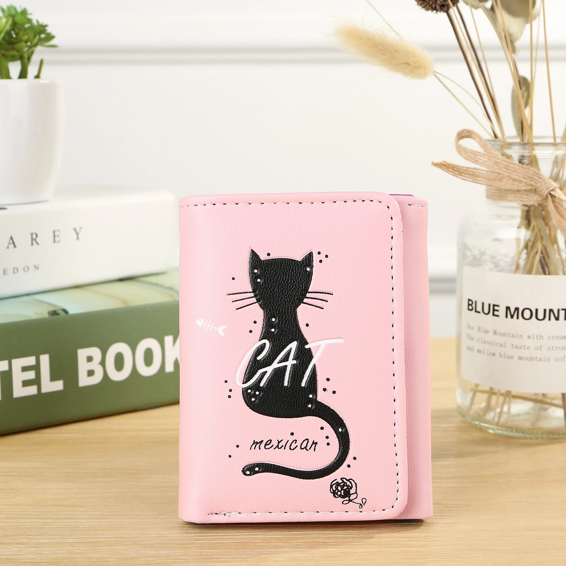 С короткими рукавами леди кожаный чехол бумажник с Деми 3 папки маленький кошелек