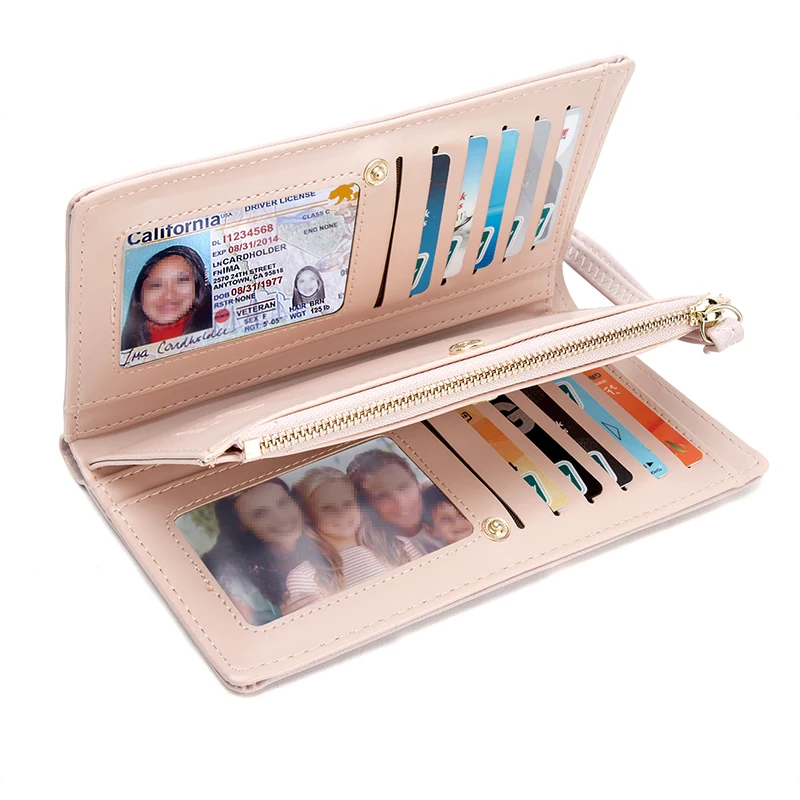 Модный женский длинный кошелек с бриллиантами клатч для телефона листочками