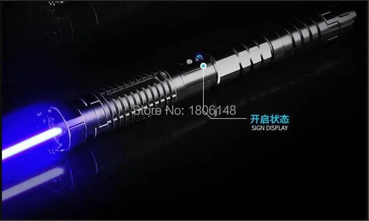 

High Power Military Blue Laser Pointer 800W 800000m 450nm Flashlight Light Burning Match/dry wood/black/Burn cigarettes Hunting