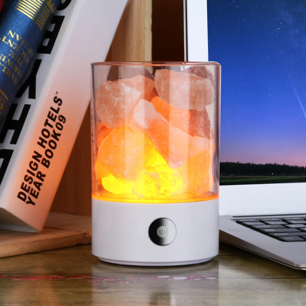 

Ночсветильник с кристальной солью из гималайских кристаллов, светодиодный ночсветильник с функцией очистки воздуха, перезаряжаемая креативная прикроватная лампа, USB