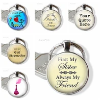 friend and mom quote key chain sister birthday gift mothers gift round glass metal car key chain bag pendant