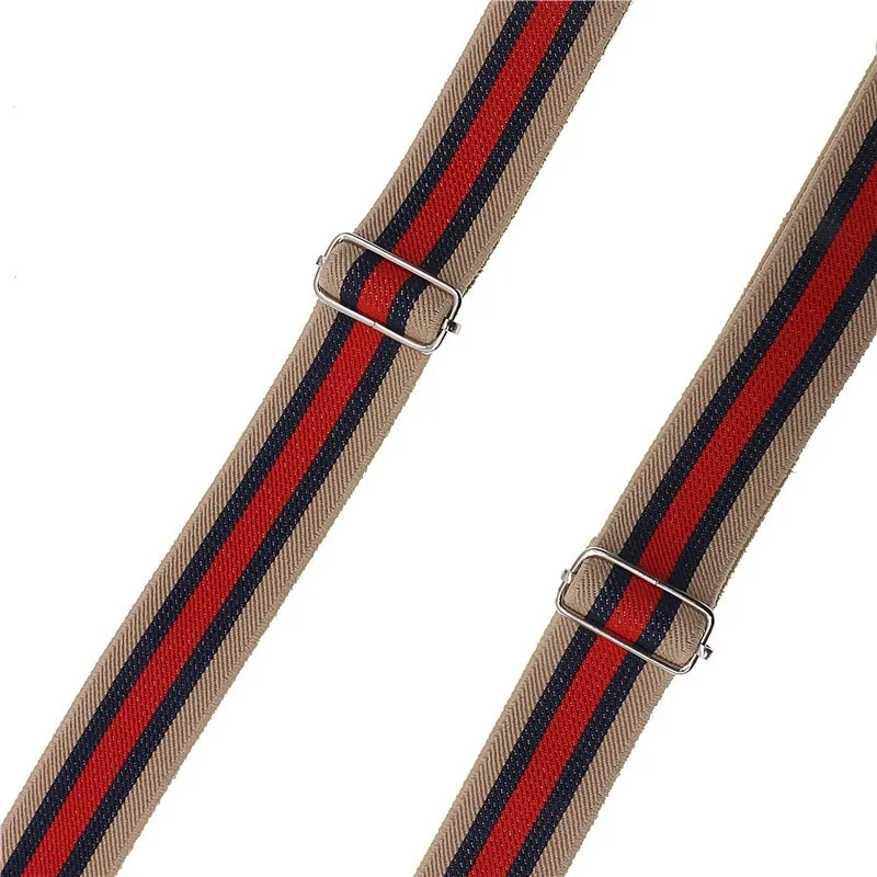 Мужские кожаные подтяжки шириной 3 см регулируемые в полоску с 6 зажимами