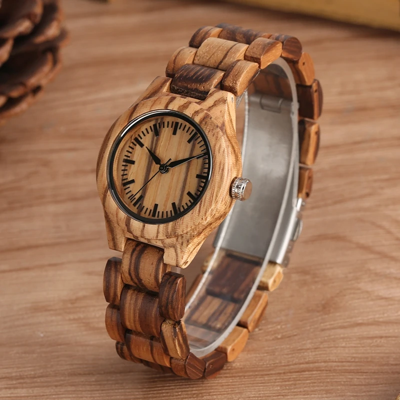 Женские Аналоговые кварцевые часы с деревянным браслетом элегантные модные