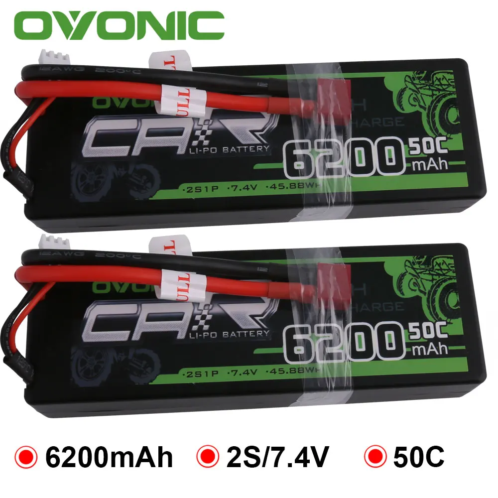 Аккумуляторная батарея Ovonic LiPo 6200 мАч 7 4 В 2S 50C 100C Твердый Чехол для 1:8 1:10 размер