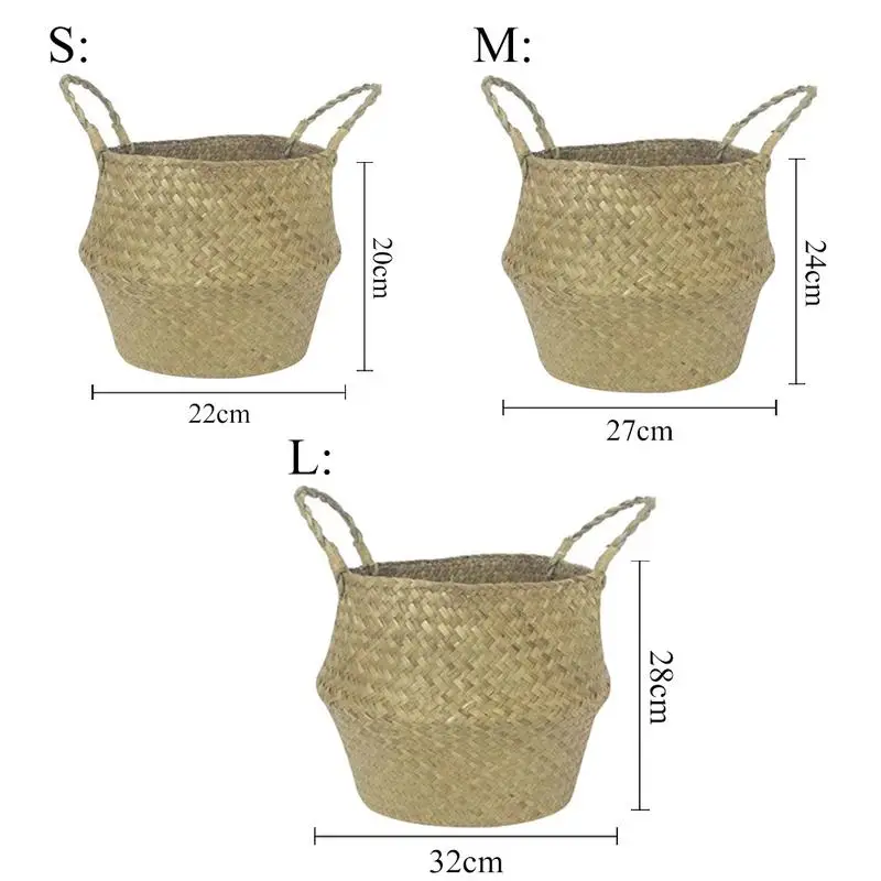 Natural Seaweed Woven Handheld Toy Storage Basket Lacework Nordic Style Plant Flower Pots Hand-Knotted Foldable 2019 | Дом и сад