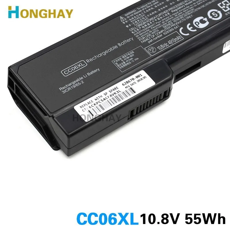 HONGHAY CC06XL ноутбука Батарея для hp 8460 w p 8560 6360b 6460b 6560b 6465b 6565b 6475b 6570 CC06 CC09 628670 001 HSTNN
