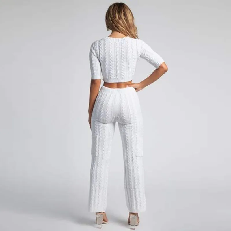 DRESSMECB осенне зимний комплект из двух предметов вязаный Топ с коротким рукавом и