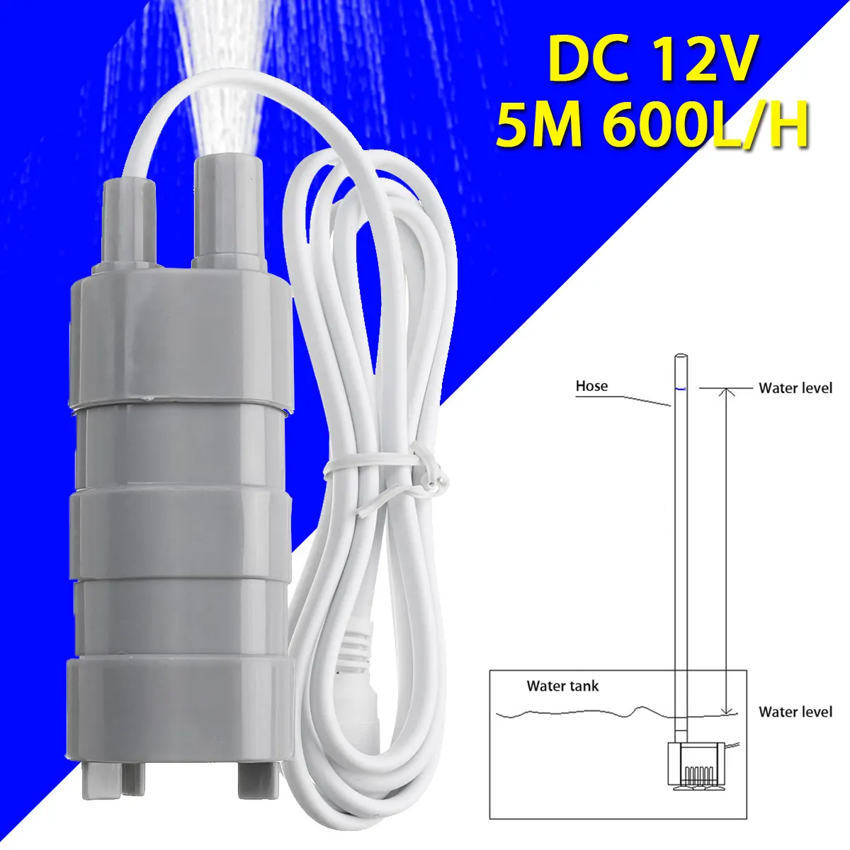 

WOLIKE DC 12V Water Pump Brushless Magnetic Submersible 5M 600L/H Micro Submersible Motor Water Pump For Garden Fish Pond