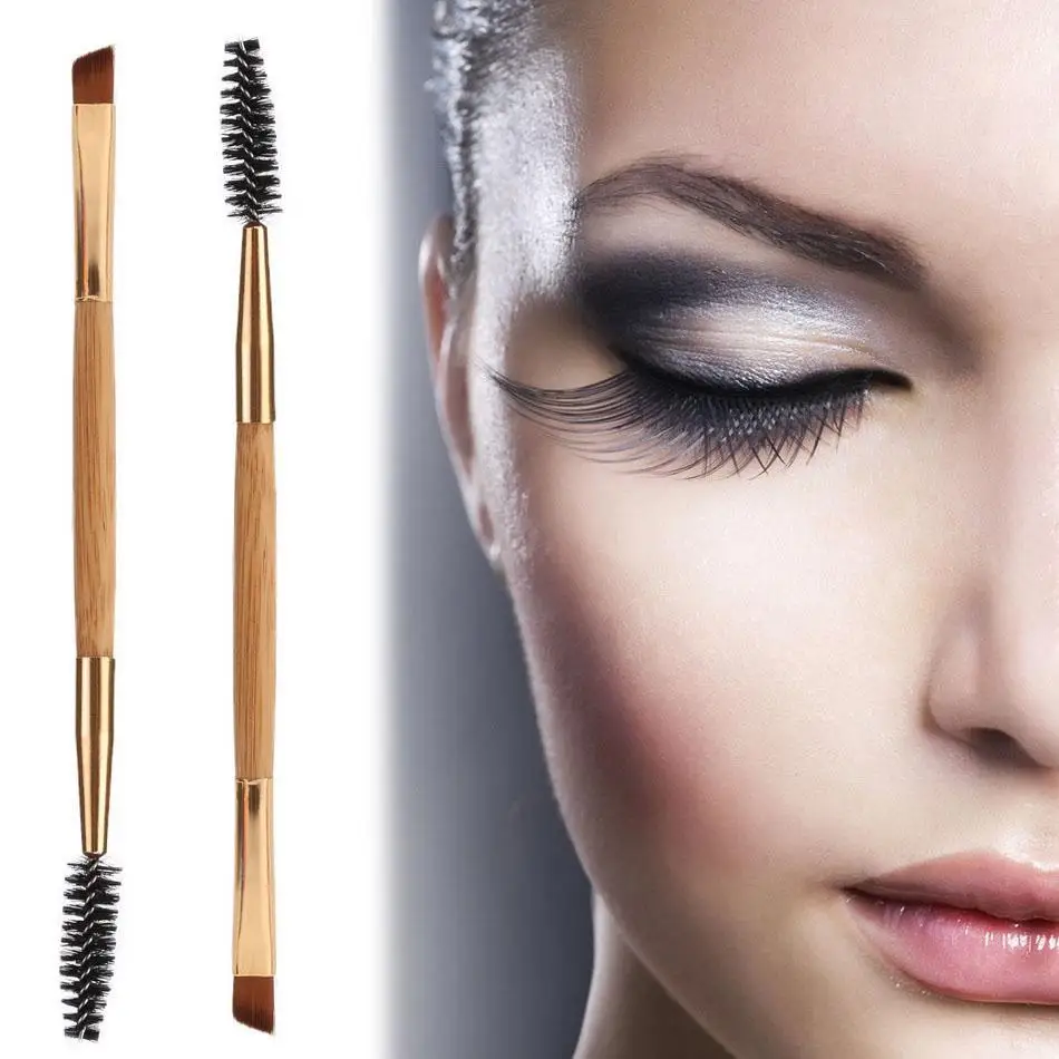 Щетки Косметические приборы для макияжа двойная скошенная кисть бровей и ложки