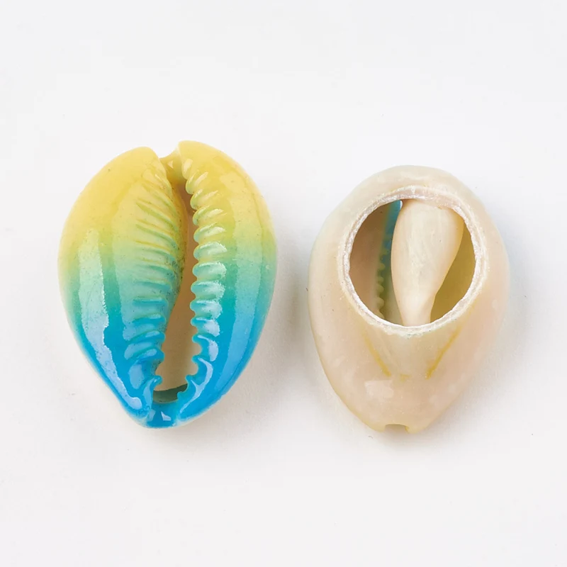 10 шт. бусины из ракушек Cowrie с принтом незасверленные для изготовления ювелирных