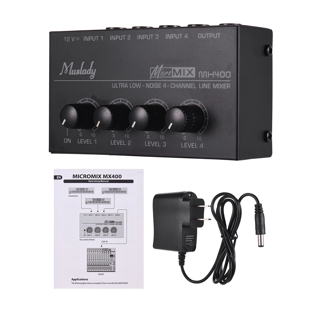 Muslady MX400 4 канала Mxing консоли ультра компактный низкий Шум каналов линии моно аудио