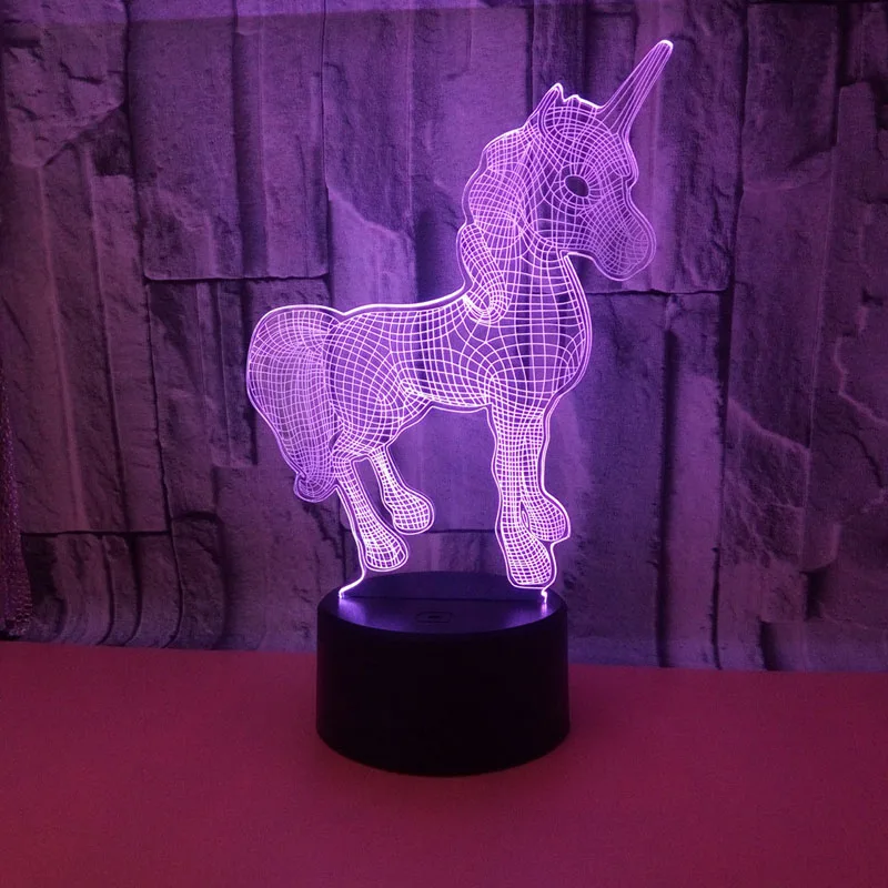 YIMIA Novelty Gift USB 7 Colors Changing Mini Unicorn Horse Model LED Night Light 3D Table Desk Touch Lamp Children | Освещение
