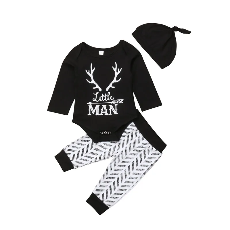Brand Newest Newborn Infant Baby Boys Outfits Clothes Litter Man Bodysuit Pants Leggings Set Long Sleeve Cotton Clothing |
