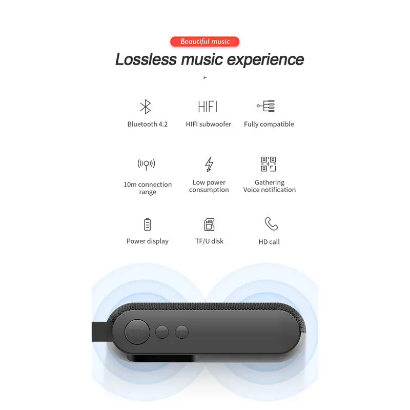 Портативный Bluetooth беспроводной динамик стерео звук с микрофоном Tf карта Fm радио