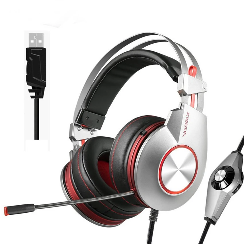 XIBERIA K5 лучшие игровые наушники с микрофоном USB 7 1 звук тяжелый бас игровая