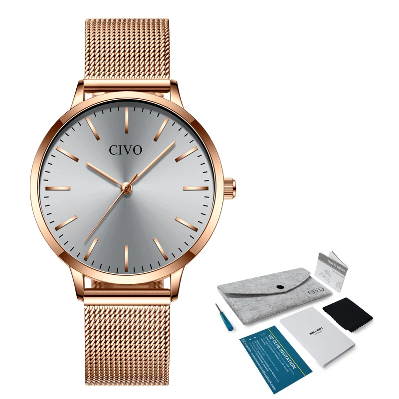 

CIVO Relogio Feminino Wrist Watch Women Waterproof Mesh Strap Ladies Quartz Watches Relogio Feminino Montre Femme Clock