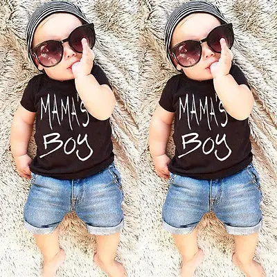 Cotton Newborn Toddler Kid Baby Boy Clothes T Shirt Top Denim Shorts Pants Summer Outfit Set | Детская одежда и обувь