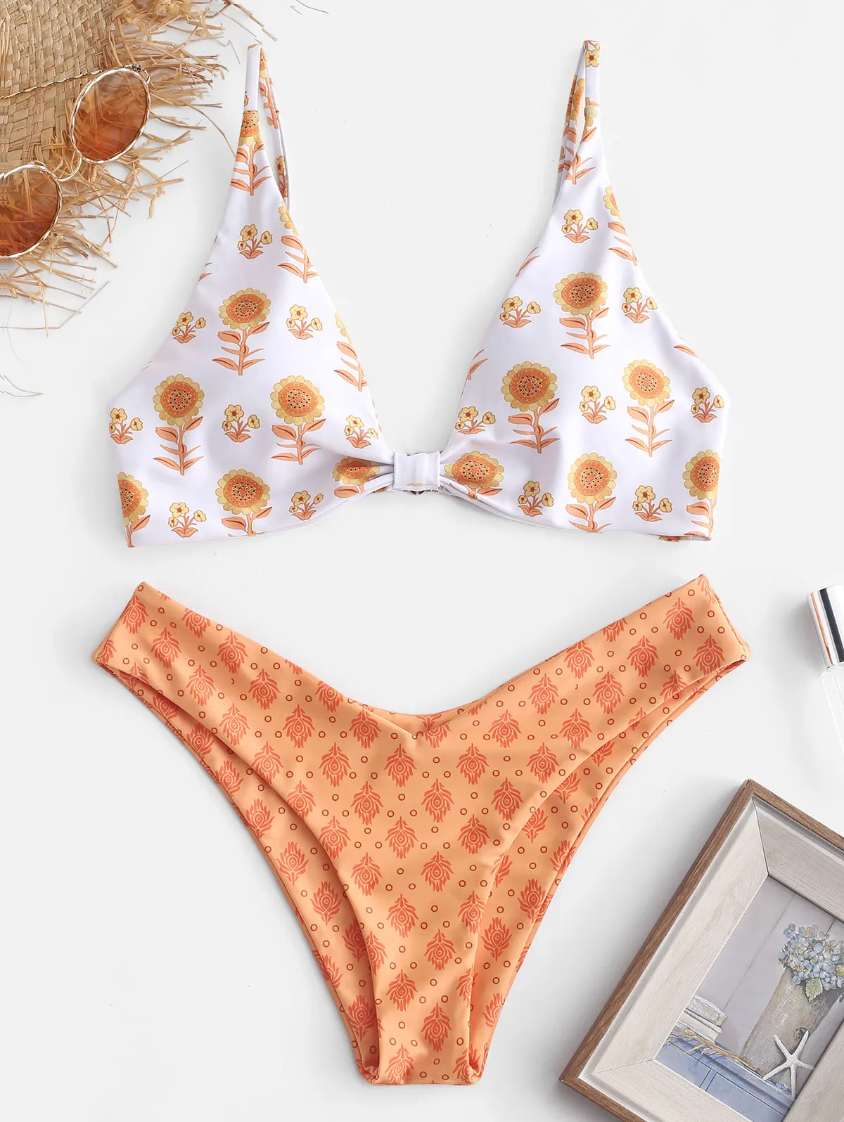 ZAFUL Women Swimsuit Bikinis 2019 Mujer WWomen'S Bikini Cut Flower Two Piece Pushups Swimwear Beachwear |