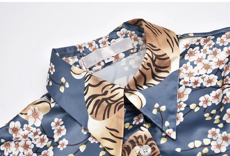 2019 Весна Винтаж Для женщин BlueTiger печати блузка рубашка взлетно посадочной полосы
