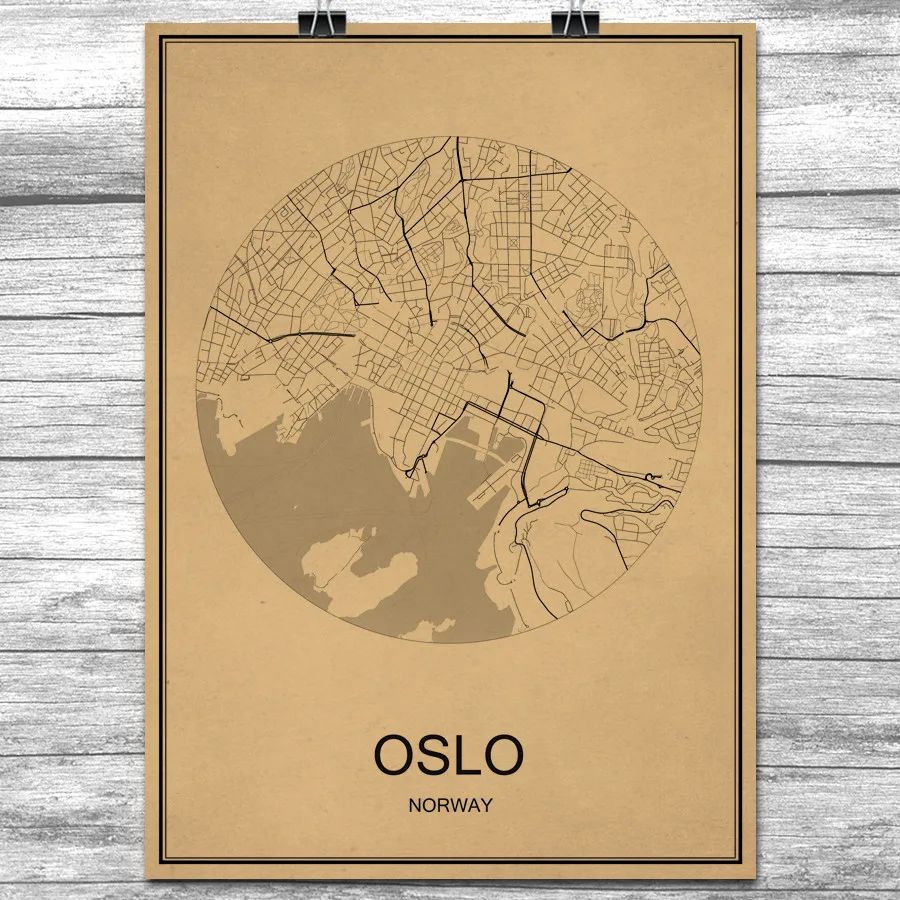 OSLO крафт бумага карта городов мира винтажный Ретро постер настенная