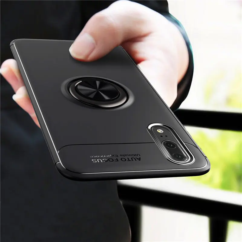 Huawei P 20 P20Pro Case P20Lite Cover Silicone TPU Skin Cover for Huawei P20 P20Pro P20Lite Magnetic Car Holder Ring TPU Cases