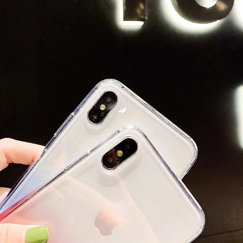 Jetjoy для iPhone 7 Plus X 8 градиентный блестящий чехол телефона XS/XS MAX/6 TPU Мягкий цветной |