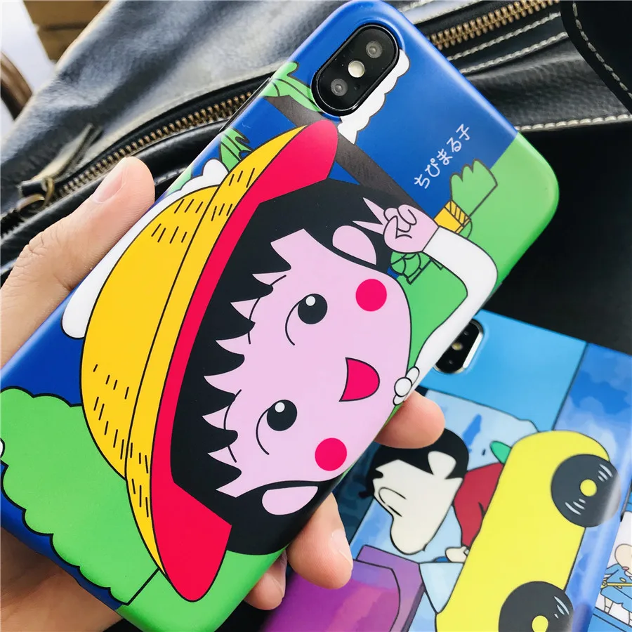 Fashion Xs Chi-bi Maruko and Crayon Shin-chan Cute Case For iPhone 6 6s 6p 7 8 plus X TPU Soft Phone Cover Silicone Back Shell |