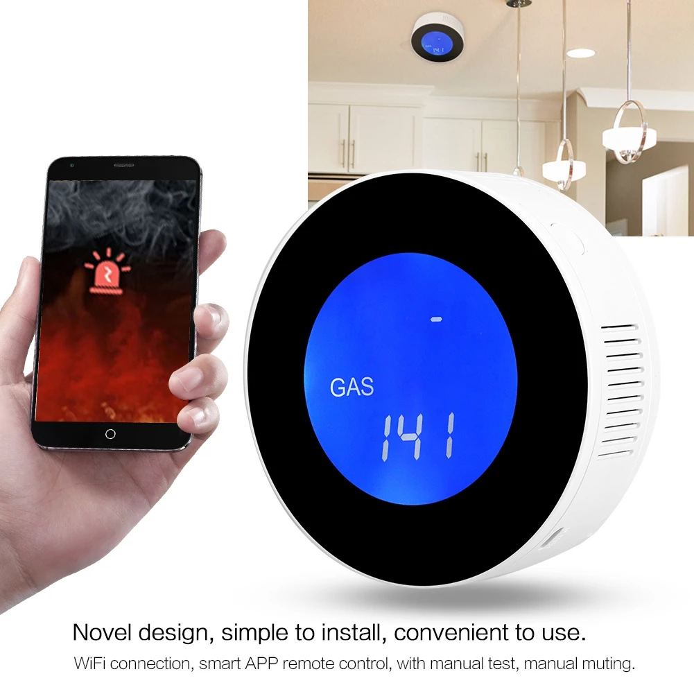 ЖК-дисплей Wi-Fi детектор утечки горючих газов бытовой умный датчик сигнализации газа Высокое качество